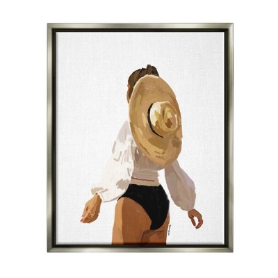 Stupell Industries Woman with Sun Hat Framed Floater Canvas Wall Art