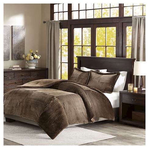 Williams Corduroy Plush Comforter Set Full Queen Brown 3pc Target