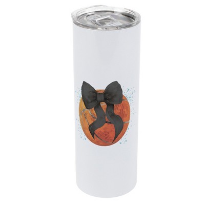 Elanze Designs 20 Ounce Stainless Steel On the Go Travel Tumbler With Push Top Lid, Basketball Teal Paint Splatter
