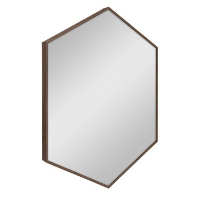 22" x 31" Rhodes Framed Hexagon Wall Mirror Walnut Brown - Kate and Laurel