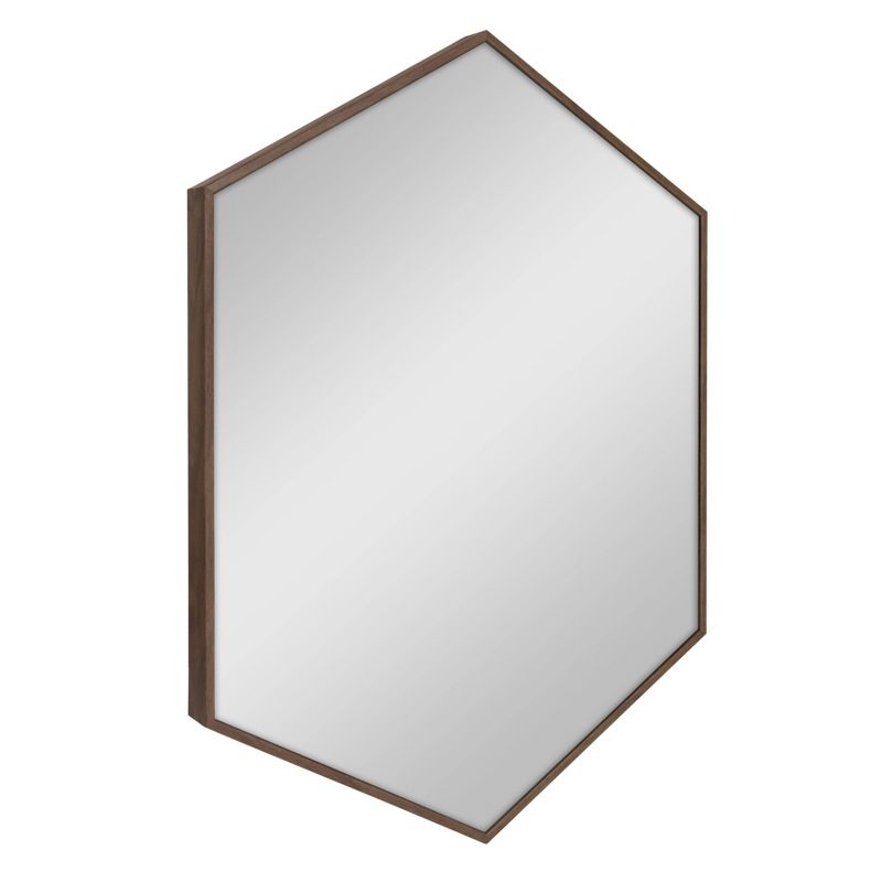 22&#34; x 31&#34; Rhodes Framed Hexagon Wall Mirror Walnut Brown - Kate and Laurel, 1 of 11