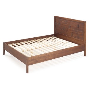 Queen Plank Distressed Solid Wood Bed Mahogany - Saracina Home, Brown