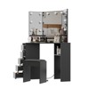 Vanity Desk with Mirror and Lights, Corner Makeup Vanity Desk, Large Dressing Tables with Charging, 5 Drawers, Shelves and Vanity Stool, Black - 4 of 4