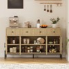 62 Inch Sideboard Buffet Cabinet with 4 Acrylic Doors & 3 Drawers, Adjustable Shelf Storage Cabinet for Dining Room, Living Room, Kitchen - 2 of 4