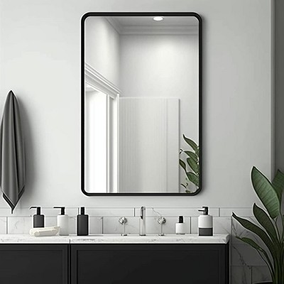 Ushower Black Bathroom Mirror For Over Sink 24 X 36 Inch, Metal Frame ...