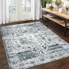Runner Rug Kitchen Hallway Entryway – Vintage Floral Oriental Design Non-Slip Stain Resistant Low Pile Floor Covering - 3 of 4