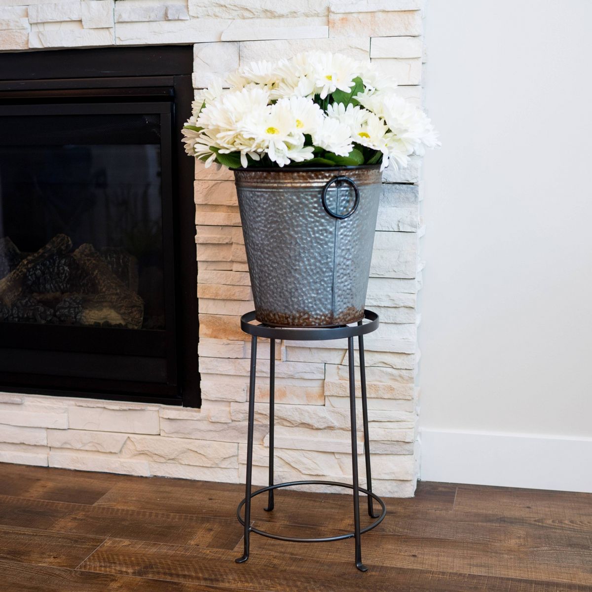 Indoor/Outdoor Diamond Shaped Argyle Iron Plant Stand Roman Bronze - Achla Designs - thumbnail 7
