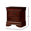 Homy Casa 2-Drawer Wooden Nightstand with Classic Molding and Antique Metal Handles for Bedroom, Dark Brown - 3 of 4