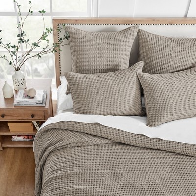 Taupe Cotton Waffle Weave Standard Sham