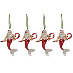 4 Piece HGTV Home Collection Santa Merman Ornaments - 1 of 4
