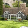 PawHut 124" Dual Chicken Coop, Wooden Large Chicken House, or Rabbit Hutch, Hen Poultry Cage Backyard with Outdoor Ramps and Nesting Boxes - 3 of 4
