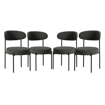 WestinTrends Alexandria Mid-Century Modern Upholstered Faux Shearling Round Dining Chairs