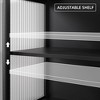 Cabinet with Clear Glass Doors,Adjustable Shelf & Metal Legs, Storage Furniture for Living Room BedroomSmall Display Cabine, Black - 4 of 4
