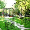 Gulches Metal Garden Arch with two plant stands 79.5" Wide x 86.6" High Climbing Plants Support Rose Arch Outdoor Black - 2 of 4