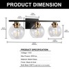 DORESshop Industrial 25 in. 3-Light Black and Gold Bathroom Vanity Light, Modern Farmhouse Wall Sconce with Globe Glass Shades - 4 of 4