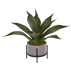 Nearly Natural 14" x 9" Artificial Agave Succulent in Decorative Planter : Indoor Faux Flora Decor - 1 of 3