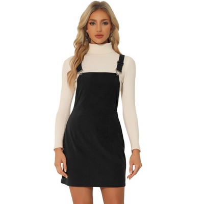 INSPIRE CHIC Women's Adjustable Strap Pinafore Bib Corduroy Overalls Floral Dress