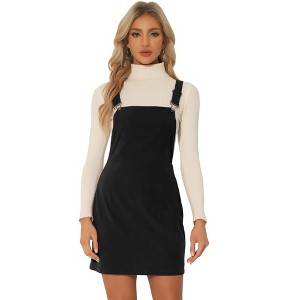INSPIRE CHIC Women's Adjustable Strap Pinafore Bib Corduroy Overalls Floral Dress - 1 of 4