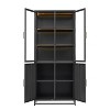 76" Display Cabinet with Glass Doors, Metal Kitchen Pantry Cabinet, Freestanding Curio Cabinet, Versatile Display Bookshelf for Home Office - 4 of 4