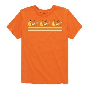 Boys' - Pokémon - Pikachu Eevee Friends Retro Stripe Short Sleeve Graphic T-Shirt - 1 of 4