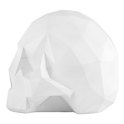 6" White Origami Style Resin Skull Figurine