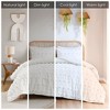 Sapphtopaz Comforter Set Bedding Set Solid Color Clip Jacquard Pompom Reversible Quilt Set - 3 of 4