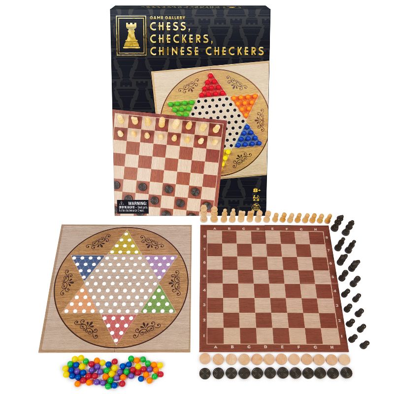 Game Gallery Chess, Checkers and Chinese Checkers Board Game Set, 1 of 12