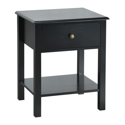 Tangkula End Table Nightstand w/Drawer & Shelf Bedroom Living Room Furniture Black/Brown/White