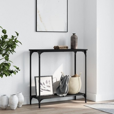 vidaXL Console Table Black 29.5 in.x12 in.x29.5 in. Engineered Wood