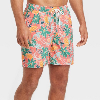 Men's 7 Floral Print Swim Shorts With Boxer Brief Liner - Goodfellow & Co™  Red M : Target