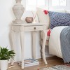 Finch Collins Side Table with Drawer Cream: Scandinavian Style, Mango Wood, Bedroom & Living Room Use - 2 of 4