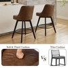 Modern Brown Bar Stool Set of 2, 360° Swivel Bar Stool, PU Leather Upholstered Counter Height Stool with Button Tufted Back, Footrest, Wooden Bar - 4 of 4