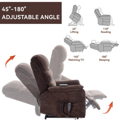 FONTOI Accent Chair with Side Pockets, Recliner Chair with Comfortable Arms and Back, Brown, 37.1"*44.5"*36.7"