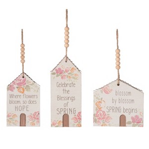 Transpac MDF Beaded Spring House Hanger Set of 3 Spring Home Decorations - 1 of 1