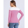 INSPIRE CHIC Women's Color Block Round Neck Long Sleeves Striped Basic T-Shirt - 4 of 4