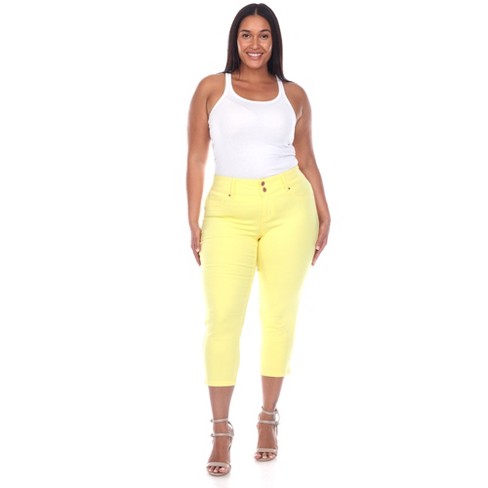 Women's Plus Size Capri Jeans Yellow 20 - White Mark : Target