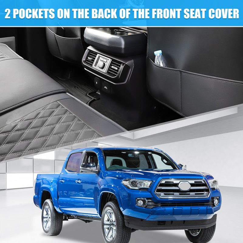 Unique Bargains Car Front Rear Seat Covers Seat Pad for Toyota Tacoma 2005-2024 5 Pcs, 3 of 8