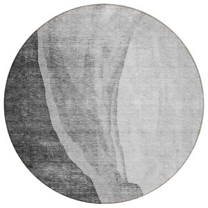 Gray Charcoal And Silver Abstract Washable Indoor Outdoor Area Rug - 1 of 4