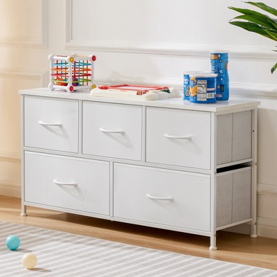 DOMETOUR 10 Drawer Dresser for Bedroom, Fabric Storage Tower Tall Chest Organizer, Storage Cabinet Unit Bins Living Room Closet-White