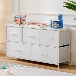 DOMETOUR 10 Drawer Dresser for Bedroom, Fabric Storage Tower Tall Chest Organizer, Storage Cabinet Unit Bins Living Room Closet-White - 1 of 4
