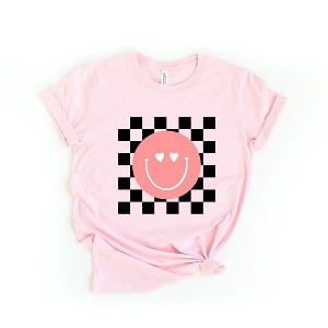 Simply Sage Market Women's Valentines Pink Smiley Short Sleeve Graphic Tee - 1 of 4
