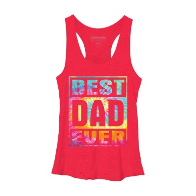 Women's Design By Humans Vintage Tie Dye Best Dad Ever By Racerback Tank Top