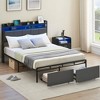 Bed Frame with Headboard and 2 Storage Drawers, Upholstered Platform Bed Frame with Chargin Station and LED Lights, Heavy Duty, No Box Spring Needed - 2 of 4