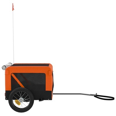 Orange and Black Oxford Fabric Pet Bike Trailer with Iron Frame