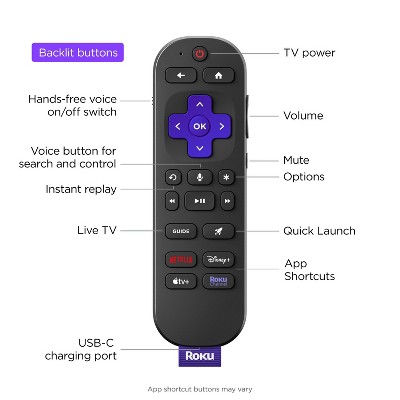 Roku Voice Remote Pro with Rechargeable Battery and Backlit Buttons