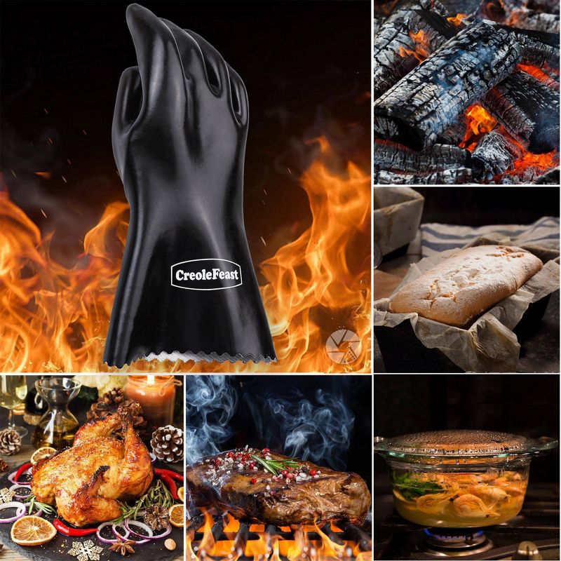 Creole Feast Heavy-Duty Insulated High Heat-Resistant Water-proof Oven Gloves Black, 4 of 6