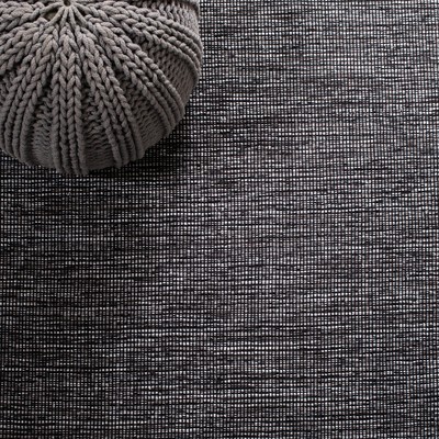 Charcoal and Black Handwoven Cotton Flat Woven Square Rug