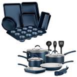 NutriChef 20pc Basic Kitchenware Pots & Pans Set - Blue