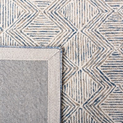 Blue and Ivory Hand-Tufted Wool Runner Rug