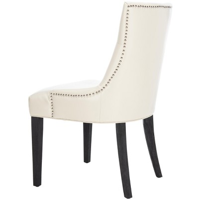 Modern Flat Cream Leather Parsons Side Chair with Espresso Wood Legs